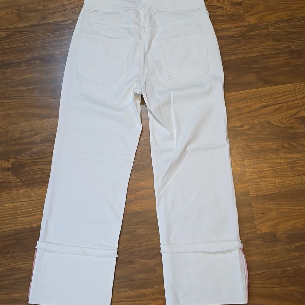 Pilcro and the Letterpress Cropped Off White Pants with Wide Cuff - Picture 7 of 11